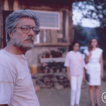 Giancarlo Giannini sul set del film Il male oscuro di Mario Monicelli, 1989