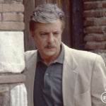 Giancarlo Giannini sul set del film di Maurizio Ponzi Nero come il cuore, 1991