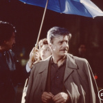 Giancarlo Giannini sul set del film di Maurizio Ponzi Nero come il cuore, 1991